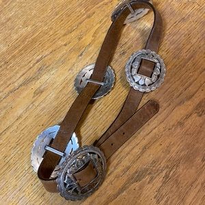 Brighton Sunflower concho brown belt size L vintage 38” long